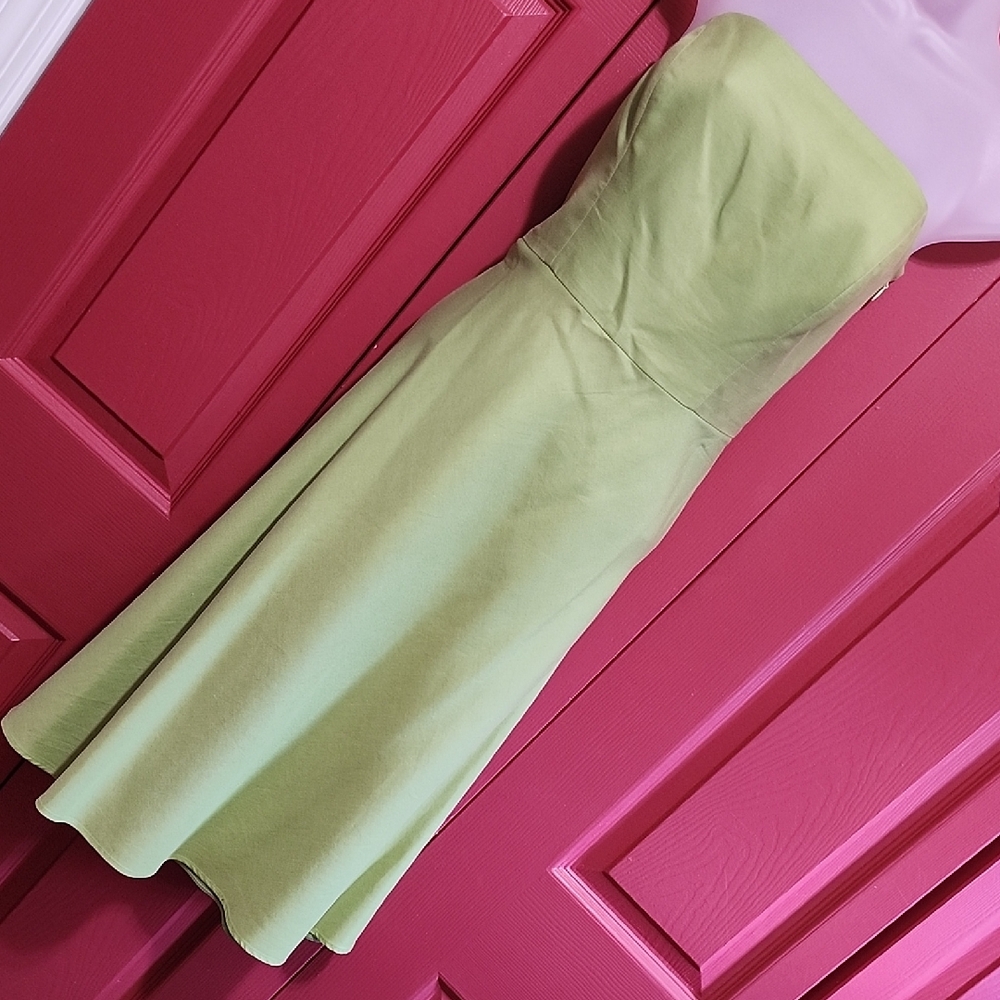 EUC Ann Taylor Sz4 Strapless Light Green Dress